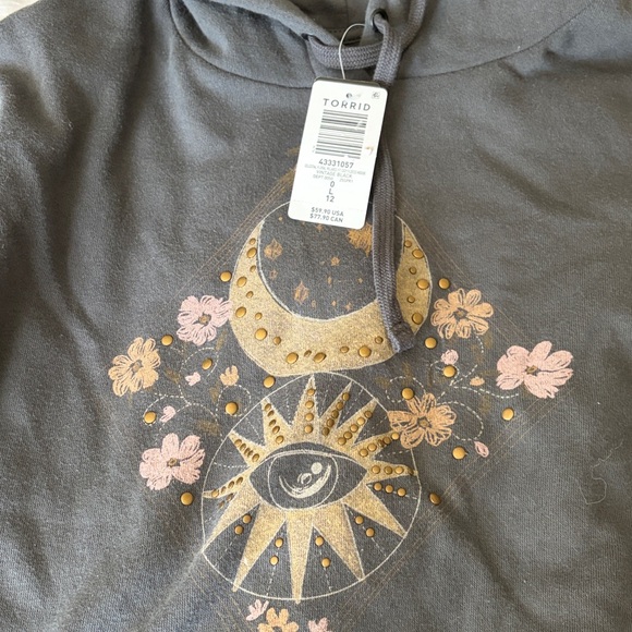 NWT Graphic Hoodie with Eye and Floral Design - Picture 2 of 3